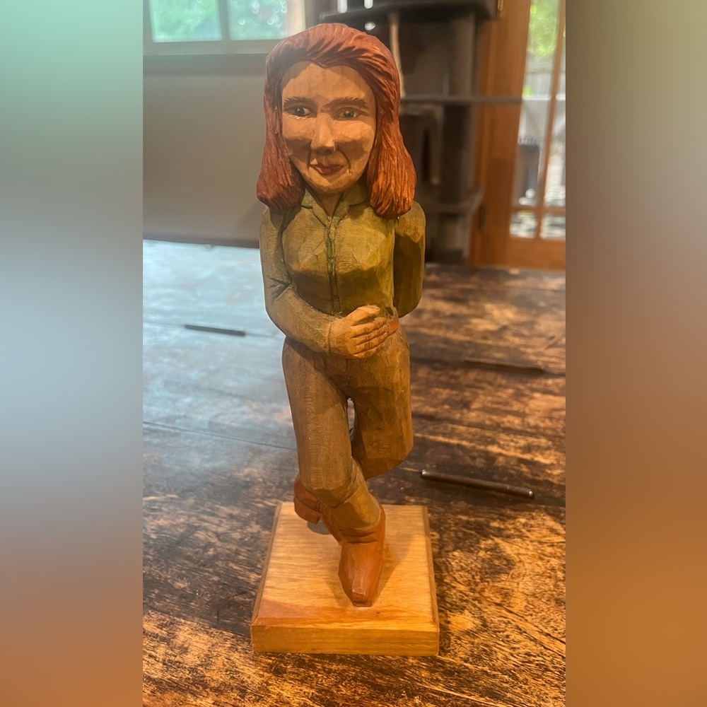 Canadian Folk Art Sculptor Mike Voros Wooden Figurine - Country Dancer